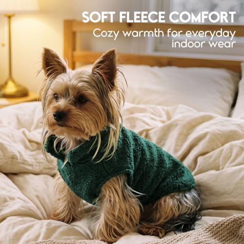 Sherpa Dog Sweater Small Dog Vest Puppy Shirt for Small Medium Dogs (XX-Small / Darkgreen)