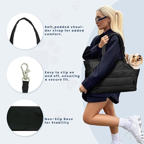 Lightweight Puffy Dog Purse Carrier for Small Dogs (Black)