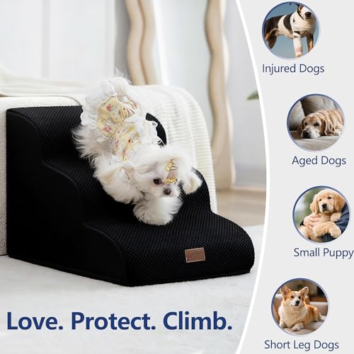 Ramp Dog Stairs for High Beds 22.6" H (Black / 5-Step (33"D x 15.7"W x 22.6"H))