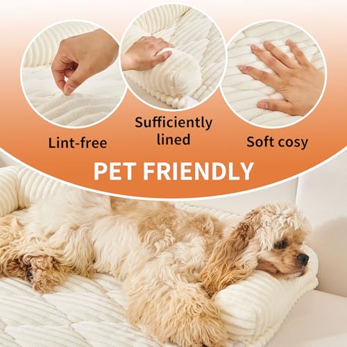Dog Couch Bed for Large Dogs (Off white / X-Large(47.24"L X 37.4"W X 6.3"Th))