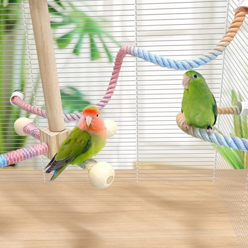 Colorful Bird Rope Perch 3 PCS Climbing Parakeet Toys Bendable Swing