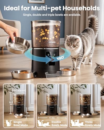 Automatic Cat Feeder for 3 Cats (Black)