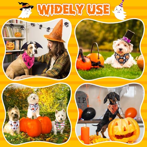 120 Pcs Fall Dog Bandanas Halloween for Small Dogs Cats