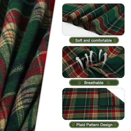 Christmas Dog Bandana & Matching Scrunchie Green Red Plaid Pet Dog Scarf Cute Dogs Costumes Accessories for Small Medium Large Dogs (green red plaid / Small-set of 1)