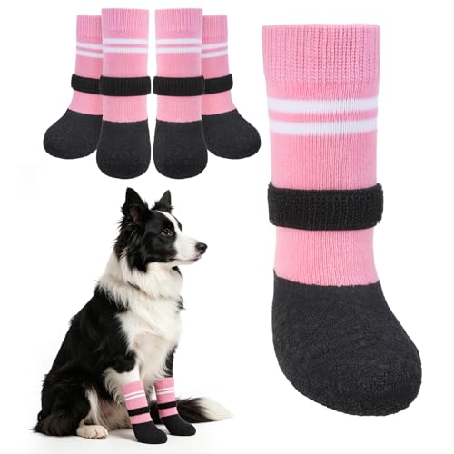 Anti Slip Dog Boots & Paw Protectors for Hardwood Floor (Light Pink / Medium(Paw width 2.04in/5.2cm))