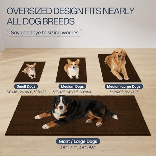 Dog Door Mat for Muddy Paws (48"x36" / Brown)