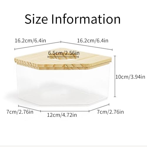 Clear Acrylic Hamster Sand Bath Box with Wood Lid Pet Sandbox (D Large)