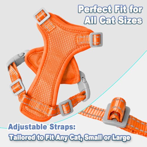 Cat Harness and Leash Set Escape Proof for Kitten Walking (Small / Orange)
