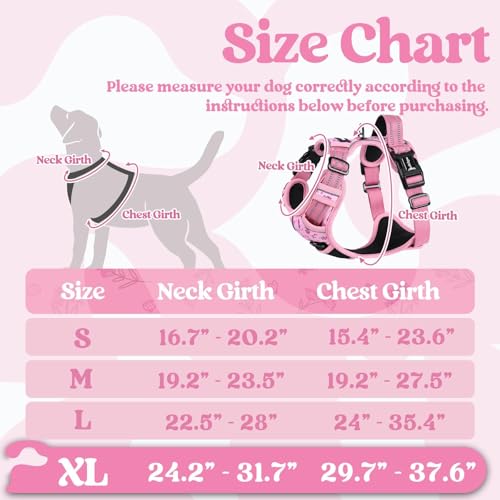 Dog Harness for Large (Floral Pink / X-large)