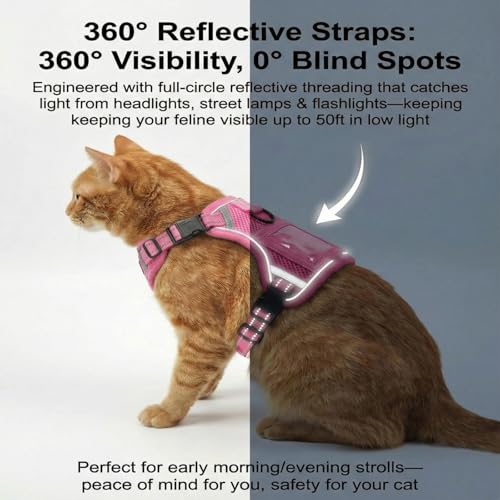 Escape Proof Cat Harness and Leash Set (Pink / S)
