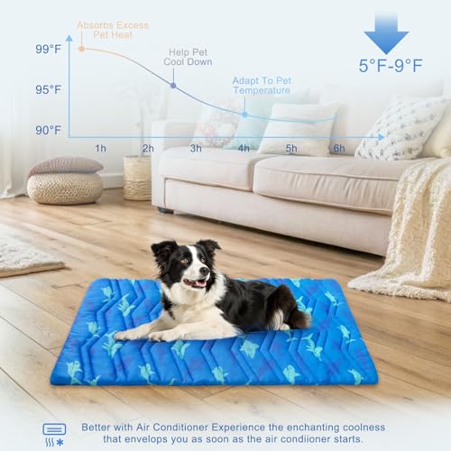 Cooling Mat for XLarge Dogs (Shark Blue / 59.0"L x 40.0"W x 1.0"Th(XL))