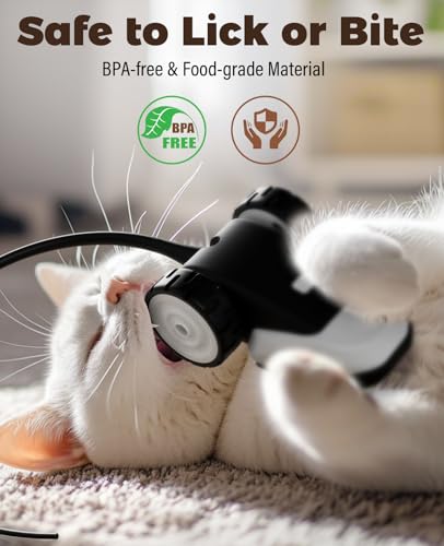 3-in-1 Interactive Cat Toy - 2-Speed Automatic Moving Mouse Cat Toys Self Play with 2pcs Hanging Feather String Ribbon and Wiggly Silicone Mice Tail for Bored Indoor Adult Cats Kittens (Black)
