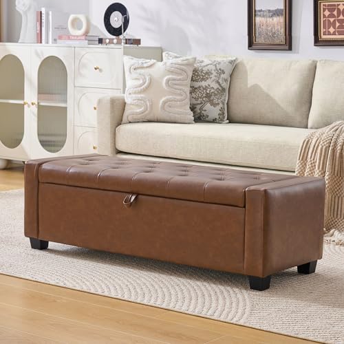 48" Ottoman with Storage (Brown / 19.7"D x 48"W x 16.9"H)