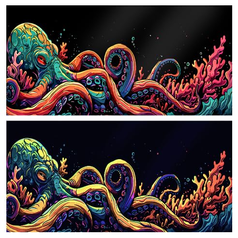 48X18IN Blacklight Octopus Sea Monster HD 3D Black Light Aquarium Background UV Reactive Background Terrarium Background with 10 EVA Double