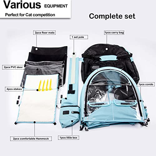 Mispace Portable 2 Pet Carriers for Cats Collapsible Cat Condo for Car Travel Pet Kennel Show Cages with Portable Carry Bag Hammocks Mats and Litter Box (clear)