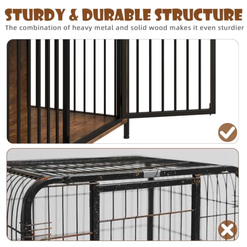 44 Inch Large Wooden Dog Crate Furniture with 2 Storage Drawers (New Brown / 44.5"L x 23.6"W x 34.5"H)