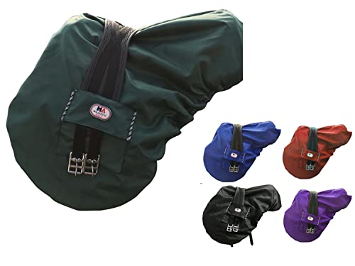 Nylon Waterproof Fleece Lined Ride On English Saddle Cover (Hunter Green)