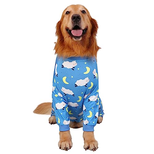 Dog Pajamas One Piece Light Comfy Pjs Pet Costume M (Large / Counting Sheep)