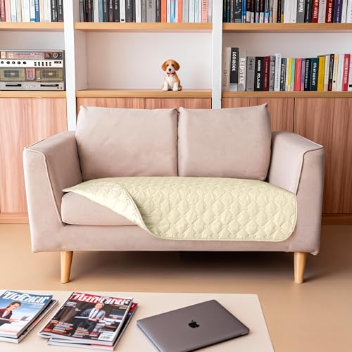 Waterproof Loveseat Cover (32x53 Inch (Pack of 1) / Dark Cream/Light Cream)