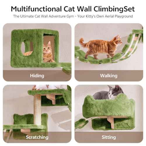 Cat Wall Furniture (Green / 9 Piece Set)