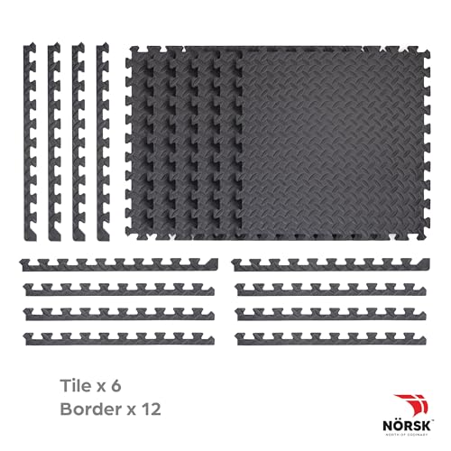 Diamond Plate EVA Foam Gym Floor Tiles (Grey / 60 Tiles - 240 Sq. Ft.)