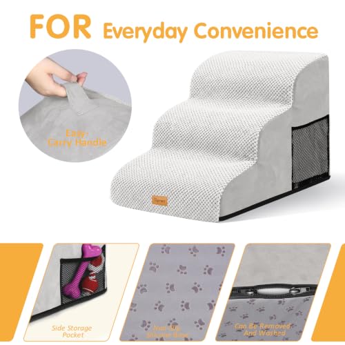 3 Tiers Foam Dog Ramps (Light Grey / 23.6*15.7*15.7)