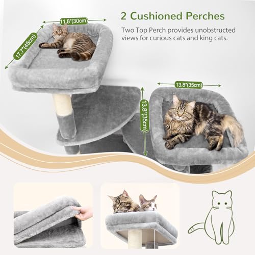 S74E Pro Heavy Duty Maine Coon Cat Tree for Large Cats (Light Grey / 74 inch)