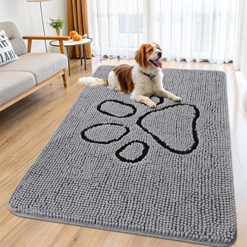 Dog Door Mat for Muddy Paws (59"X32" / Grey and Black)