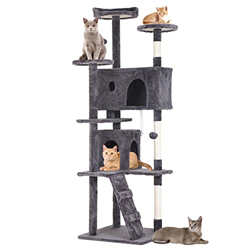 70" Cat Tree Tower (70in / Light Gray)