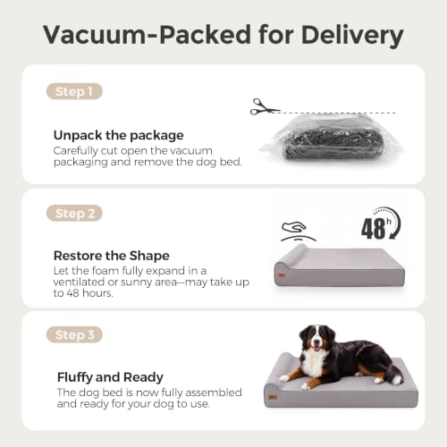 XXL 35D Memory Foam Dog Bed for Extra Large Dogs (XX-Large / Grey)