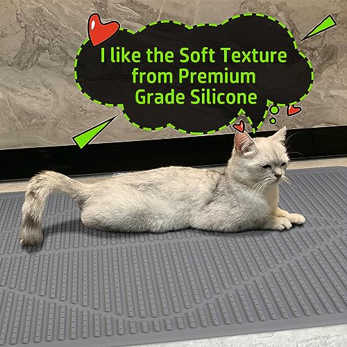 Cat Litter Mat Litter Trapping Mat XXL Grey Silicone Litter Box Mat (Grey)