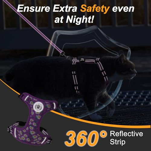 Cat Harness and Leash Set (Purple / S (Chest: 11 - 16"))