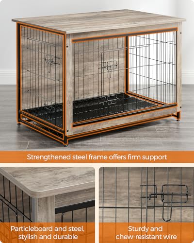38.6" Dog Crate Furniture (Greige / 38.6"L x 25.6"W x 26.8"H)