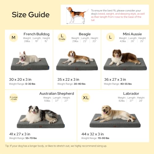Self Warming Dog Beds Large Sized Dog with Washable Cover (36"L x 27"W x 3"Th / Ashen Grey-Self Warming Version)