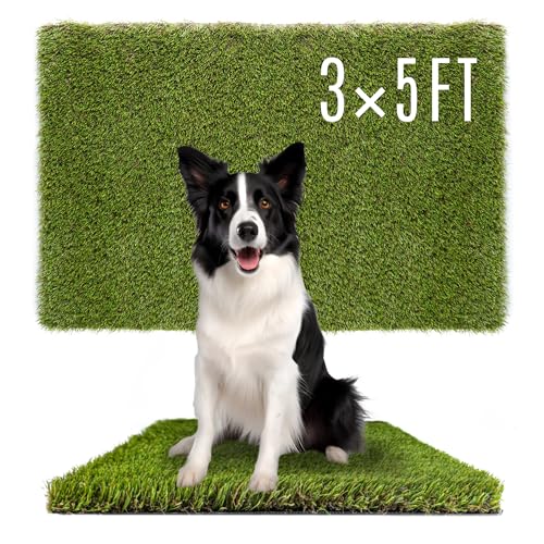 Dog Grass Pads 3 x 5 FT Artificial Grass Pee Pads for Dogs Potty Fake Grass Rug Turf Mat for Dogs Training Indoor Outdoor Garden Lawn Artificial Grass Rug (3x5 FT)