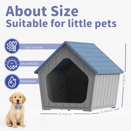 Outdoor Dog House for Small Dogs (Blue / XSmall Dog: 22.8 Inch)