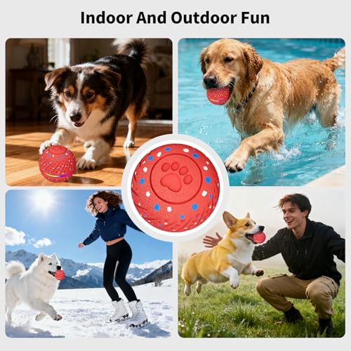 Interactive Smart Moving Dog Ball Toy (Red / 2.8 inches)