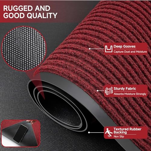 Front Door Mat (4' x 8' (Rectangular) / Red Striped)