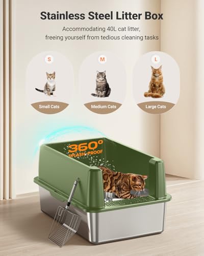 XL Stainless Steel Litter Box (S-green)