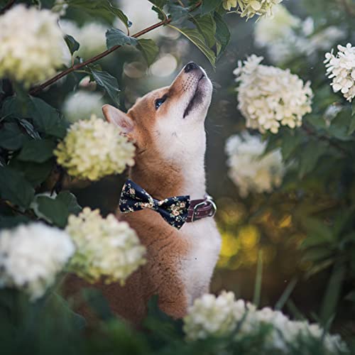 Dog Bow Ties 10 PCS Flower Pattern Adjustable Bowties for Cats & Small Medium Large Dogs Collar Charms for Birthday Wedding Parties（Flower） (Medium)