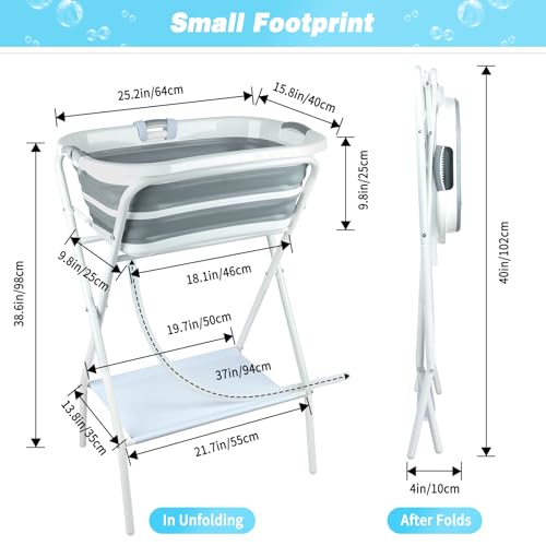 2 in 1 Collapsible Elevated Dog Bathtub Station with Drain Collar (With Elevated Stand)