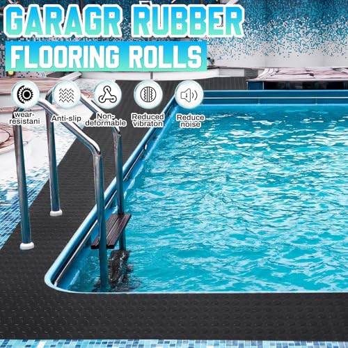 16 in x 10 ft Rubber Flooring Rolls Mats (Coin Plate / 16 in x 10 ft / Black)