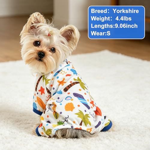 Dog Pajamas Pjs Fall Summer Dog Clothes for Small Dogs Girl (Beach / X-Large（16-20 lb))