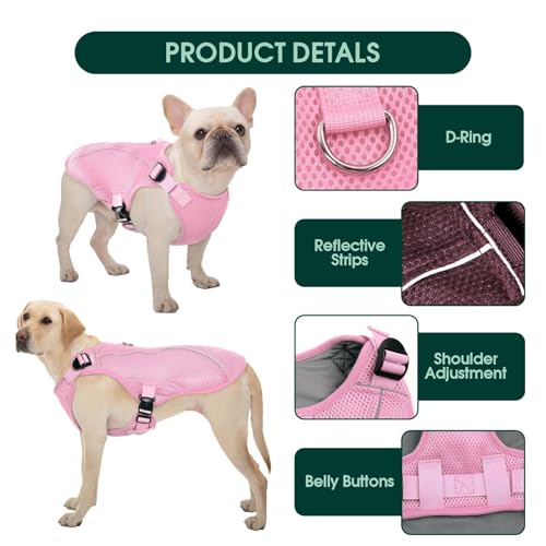 Dog Cooling Vest for Large Dogs with with Sun Protection (Xxl (Chest Girth:31.1'') / Berry Pink)
