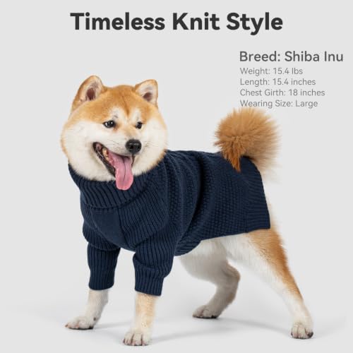 Dog Sweater Long Sleeve Warm Knitted Sweaters for Small Dogs Cats (1# Navy / Small)