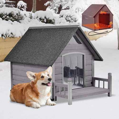 Heated Dog House Outdoor for Winter with Anti