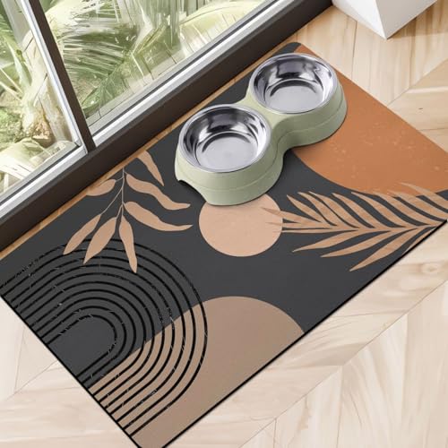 Dog Food Mats for Floors (Boho Black / S(12"×20"))