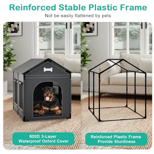 33.9" Dog House Indoor Outdoor Dog Kennel Tent Bed (Grey / X-L: 33.9"L x 26.8"W x 33.9"H)