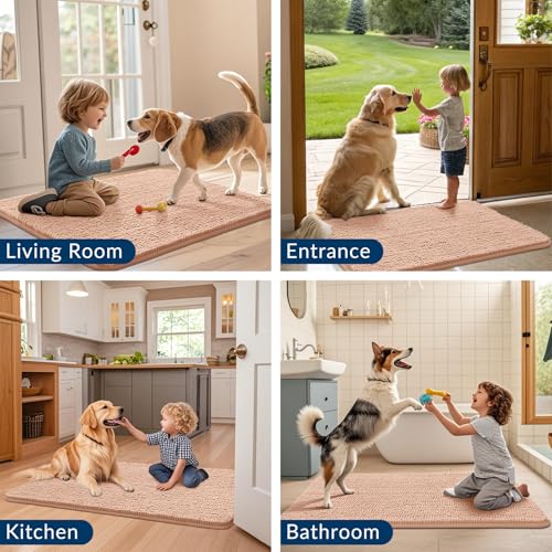Dog Door Mat for Muddy Paws 54x24 (Peach / 54"X24")