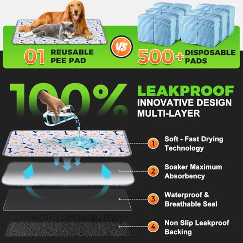 Washable Pee Pads for Dogs (Gray / 40 x 26")